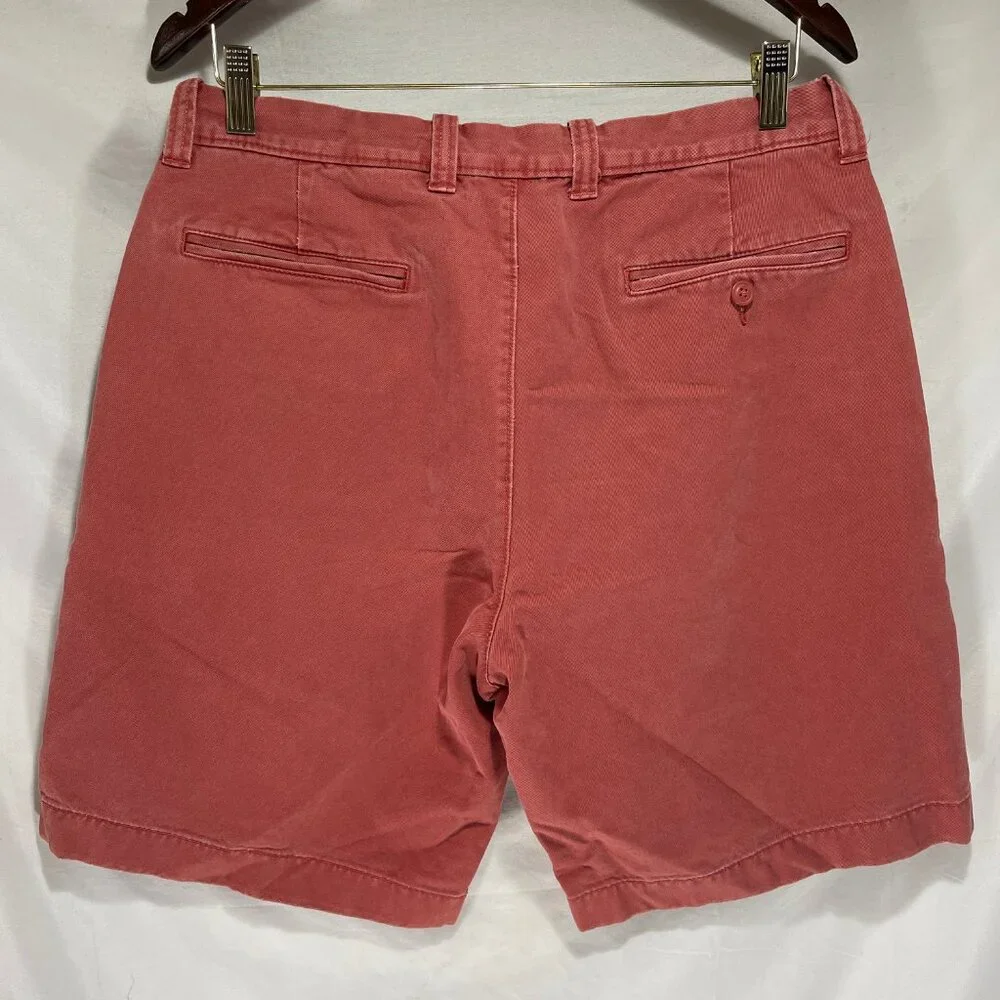 Men's J.Crew Broken In Chino Shorts Size 33x9 Red All Cotton Flat Front